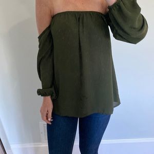 Green off the shoulder top